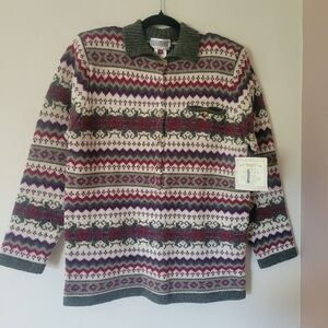 Vintage NWT Susan Bristol Striped Fairisle Shetland Wool Sweater